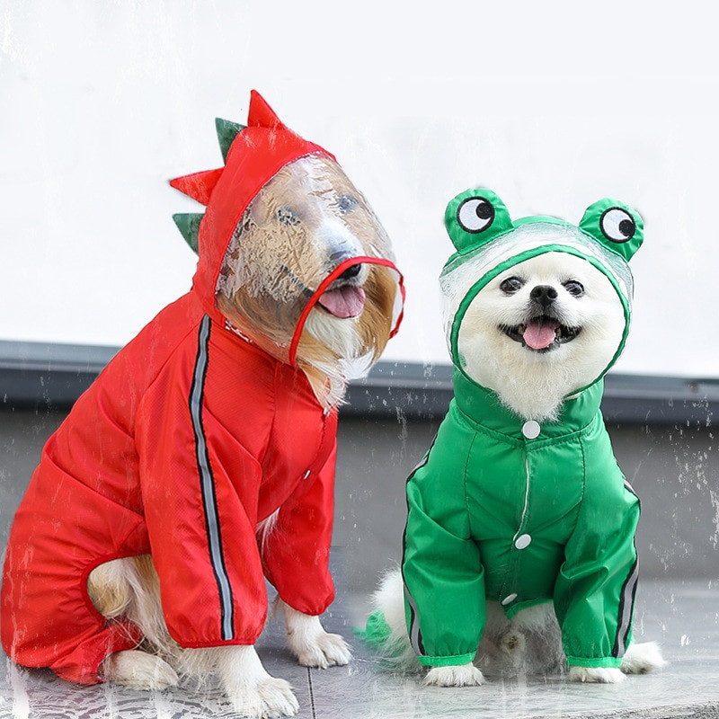 Cute Pet Dog Raincoat Frog Rain Jacket Ολόσωμο κάλυμμα με