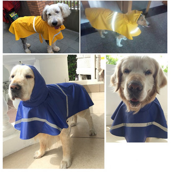 Дъждобран за кучета със светлоотразителна лента Дъждовно пончо яке за кучета Водоустойчиви дрехи Регулируемо палто за домашни любимци за малки, средни големи кучета