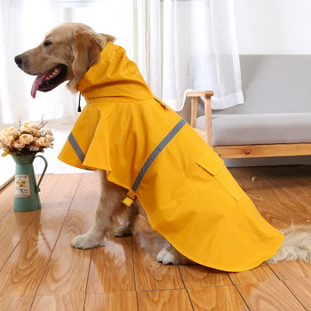 Дъждобран за кучета със светлоотразителна лента Дъждовно пончо яке за кучета Водоустойчиви дрехи Регулируемо палто за домашни любимци за малки, средни големи кучета