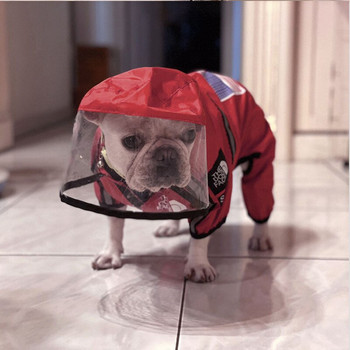 Дъждобран с лице на куче с шапки за домашни любимци Светлоотразителни дъждоустойчиви дрехи Суичъри Дъждобран Палто за малки и средни кучета Облекло Костюм