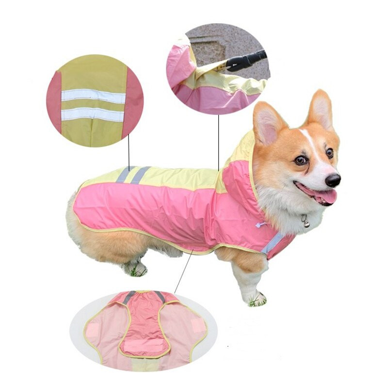 Reflexná pláštenka pre psov pre malé, stredné, veľké psy, nepremokavá bunda, pláštenka, oblečenie, corgi, labrador, bradáč, mops CTC04