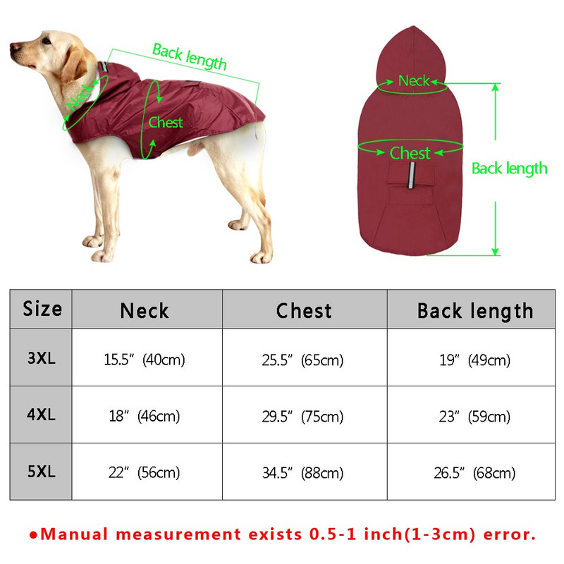 Pelernă de ploaie pentru câini mari pentru animale de companie, haine pentru câini mari, haine de exterior, jachetă de ploaie pentru Golden Retriever, labrador, husky, câini mari 3XL-5XL
