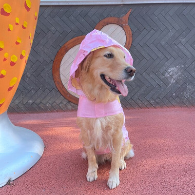 Дъждобран за домашни кучета, анимационни очарователни дрехи, меки, леки, водоустойчиви за голямо средно куче с качулка