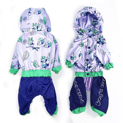 Dog Rain Jumpsuit veekindel hingav lemmiklooma vihmamantel väikestele koertele Kerge kaal reguleeritav kapuutsiga kutsika jope jalutusrihma auguga