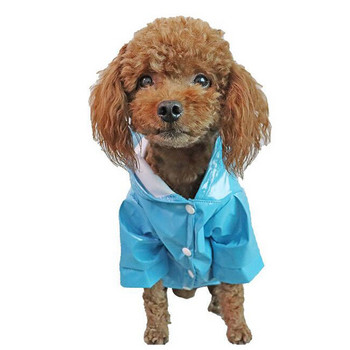 Дрехи за дъждобран за кучета Домашни кучета Дрехи за дъжд Дрехи за дъжд PU Светлоотразяваща качулка за кучета Ветроустойчив дъждобран за кучета и котки Устойчиво на износване облекло