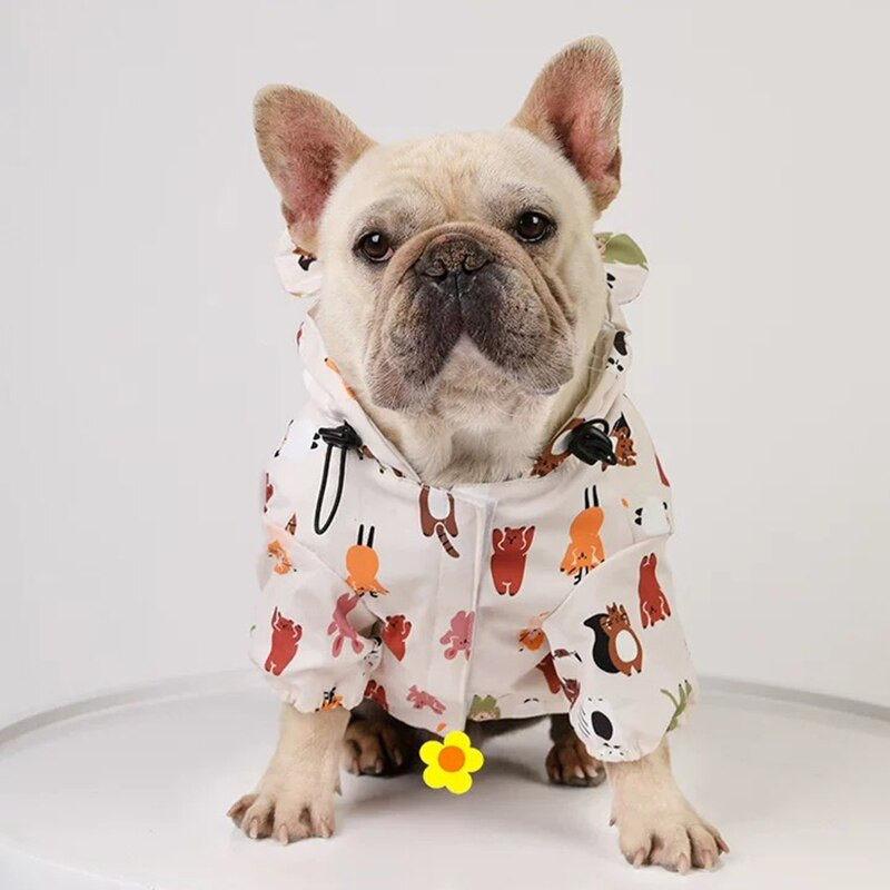 Animacinis filmas prancūzų buldogas naminis šuo, lietpaltis Lietaus kepurė Vandeniui atspari striukė mažiems vidutiniams šunims Drabužiai Korgis Šnauceris Mopsas IBC14