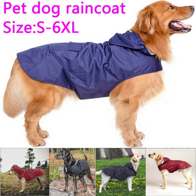 Large Pet Dog Face Raincoat Waterproof Polyester Safety Reflective Stripe Rain Jacket for Golden Retriever Labrador Husky S-6XL