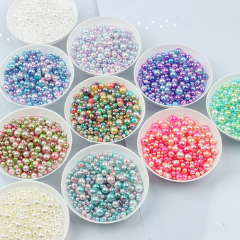 100-500PCS 3/4/5/6mm Rainbow Color Round Imitation ABS Pearl No-Hole Beads for Jewelry DIY Craft Scrapbook Decoration