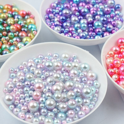100-500PCS 3/4/5/6mm Rainbow Color Round Imitation ABS Pearl No-Hole Beads For Jewelry DIY Craft Scrapbook Decoration