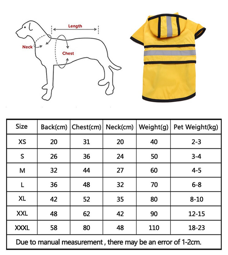 Pelernă de ploaie impermeabilă pentru câini, costume pentru câini, pelerină de ploaie cu puncte pentru câini de talie medie, jachetă cu glugă, poncho, haină de ploaie pentru animale de companie, Chubasquero Para Perrors