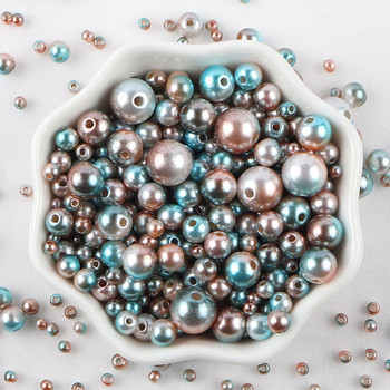 Mix3-10mm 10g с дупка Цветни перлени мъниста Кръгли ABS мъниста имитация на перли за Направи си сам изработка на бижута Занаятчийски материал за облекло