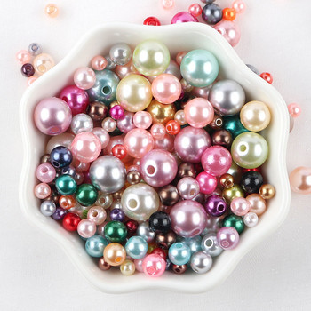 Mix3-10mm 10g с дупка Цветни перлени мъниста Кръгли ABS мъниста имитация на перли за Направи си сам изработка на бижута Занаятчийски материал за облекло