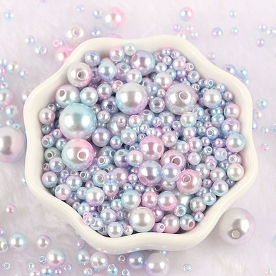 Sajauc 3–10 mm 10 g ar caurumu krāsainas pērļu krelles, apaļas ABS pērļu imitācijas krelles DIY rotaslietu izgatavošanai amatniecības apģērba materiāls