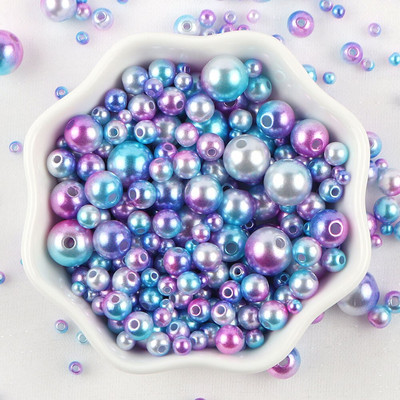 Sajauc 3–10 mm 10 g ar caurumu krāsainas pērļu krelles, apaļas ABS pērļu imitācijas krelles DIY rotaslietu izgatavošanai amatniecības apģērba materiāls