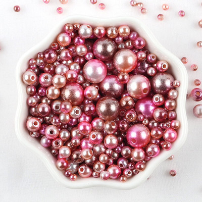 Sajauc 3–10 mm 10 g ar caurumu krāsainas pērļu krelles, apaļas ABS pērļu imitācijas krelles DIY rotaslietu izgatavošanai amatniecības apģērba materiāls
