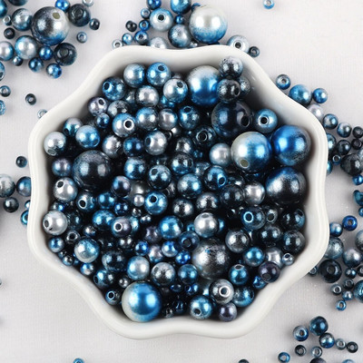 Sajauc 3–10 mm 10 g ar caurumu krāsainas pērļu krelles, apaļas ABS pērļu imitācijas krelles DIY rotaslietu izgatavošanai amatniecības apģērba materiāls