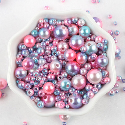 Sajauc 3–10 mm 10 g ar caurumu krāsainas pērļu krelles, apaļas ABS pērļu imitācijas krelles DIY rotaslietu izgatavošanai amatniecības apģērba materiāls