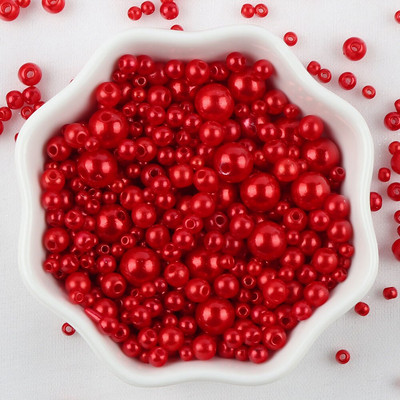 Sajauc 3–10 mm 10 g ar caurumu krāsainas pērļu krelles, apaļas ABS pērļu imitācijas krelles DIY rotaslietu izgatavošanai amatniecības apģērba materiāls