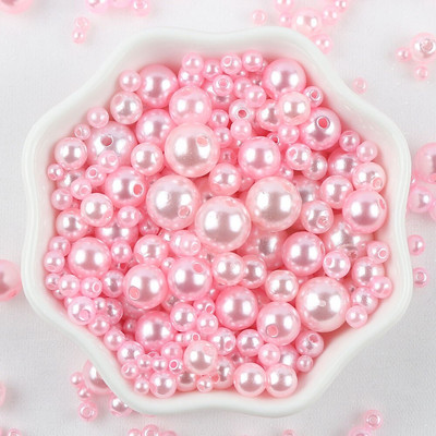 Sajauc 3–10 mm 10 g ar caurumu krāsainas pērļu krelles, apaļas ABS pērļu imitācijas krelles DIY rotaslietu izgatavošanai amatniecības apģērba materiāls