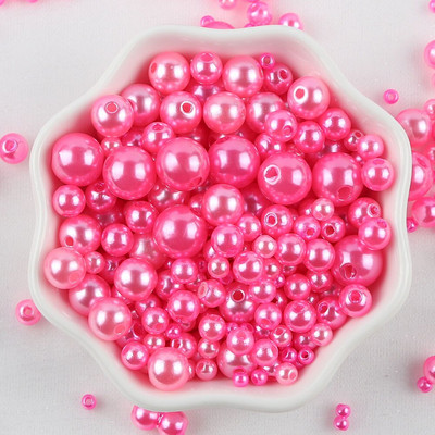 Sajauc 3–10 mm 10 g ar caurumu krāsainas pērļu krelles, apaļas ABS pērļu imitācijas krelles DIY rotaslietu izgatavošanai amatniecības apģērba materiāls