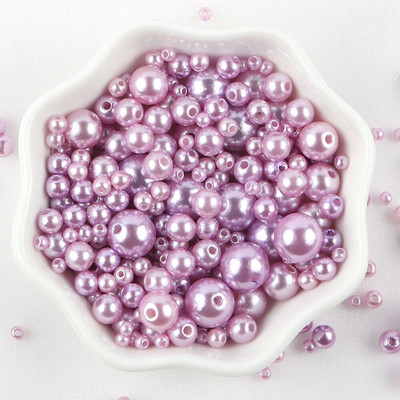 Sajauc 3–10 mm 10 g ar caurumu krāsainas pērļu krelles, apaļas ABS pērļu imitācijas krelles DIY rotaslietu izgatavošanai amatniecības apģērba materiāls