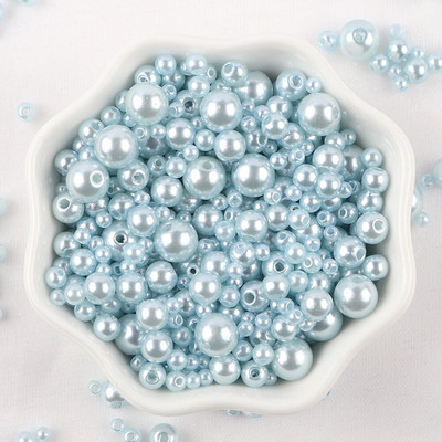 Sajauc 3–10 mm 10 g ar caurumu krāsainas pērļu krelles, apaļas ABS pērļu imitācijas krelles DIY rotaslietu izgatavošanai amatniecības apģērba materiāls