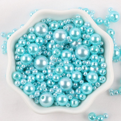 Sajauc 3–10 mm 10 g ar caurumu krāsainas pērļu krelles, apaļas ABS pērļu imitācijas krelles DIY rotaslietu izgatavošanai amatniecības apģērba materiāls