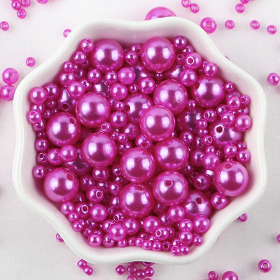 Sajauc 3–10 mm 10 g ar caurumu krāsainas pērļu krelles, apaļas ABS pērļu imitācijas krelles DIY rotaslietu izgatavošanai amatniecības apģērba materiāls