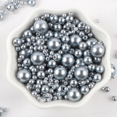 Sajauc 3–10 mm 10 g ar caurumu krāsainas pērļu krelles, apaļas ABS pērļu imitācijas krelles DIY rotaslietu izgatavošanai amatniecības apģērba materiāls