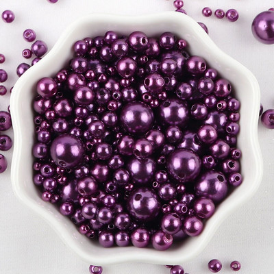 Sajauc 3–10 mm 10 g ar caurumu krāsainas pērļu krelles, apaļas ABS pērļu imitācijas krelles DIY rotaslietu izgatavošanai amatniecības apģērba materiāls