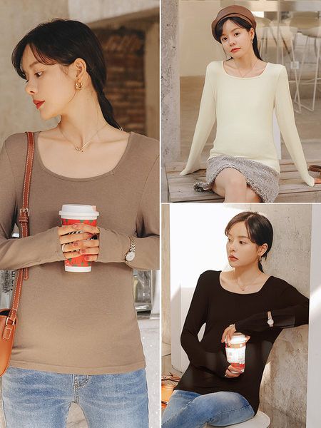 Jednofarebná tehotenská blúzka so štvorcovým výstrihom