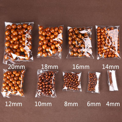 4mm-20mm gaură mare rotundă din lemn natural, ecologic, distanțier liber, margele de cafea maro din lemn pentru fabricarea de bijuterii, brățări artizanale