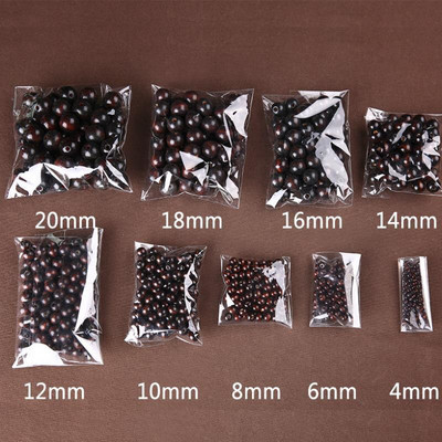 4mm-20mm gaură mare rotundă din lemn natural, ecologic, distanțier liber, margele de cafea maro din lemn pentru fabricarea de bijuterii, brățări artizanale