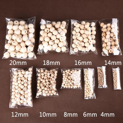 4mm-20mm gaură mare rotundă din lemn natural, ecologic, distanțier liber, margele de cafea maro din lemn pentru fabricarea de bijuterii, brățări artizanale
