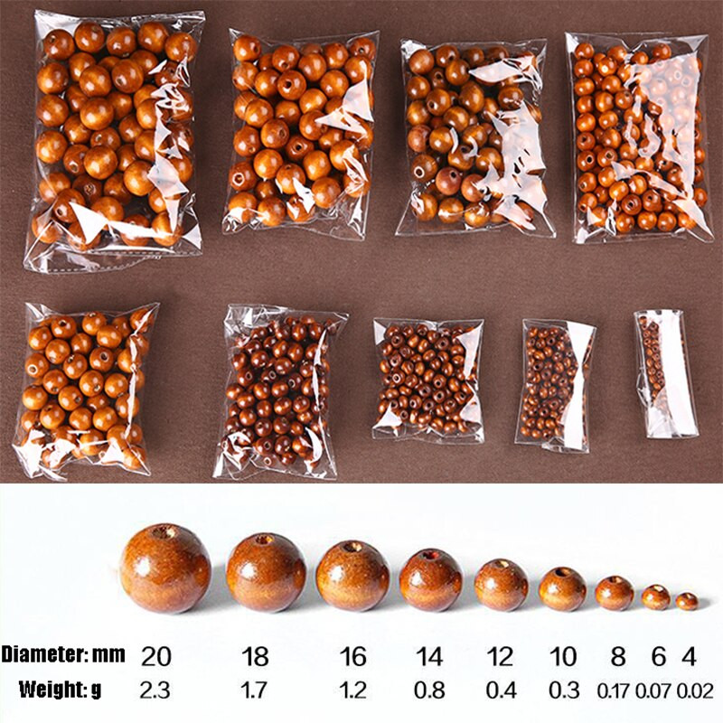 4mm-20mm gaură mare rotundă din lemn natural, ecologic, distanțier liber, margele de cafea maro din lemn pentru fabricarea de bijuterii, brățări artizanale