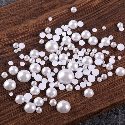Mitme suurusega AB värvid Poolpärli segasuurus 1,5 mm kuni 10 mm Craft ABS vaik Flatback Poolümmargused pärlite imitatsioonid DIY helmed