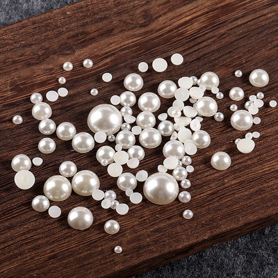 Mitme suurusega AB värvid Poolpärli segasuurus 1,5 mm kuni 10 mm Craft ABS vaik Flatback Poolümmargused pärlite imitatsioonid DIY helmed