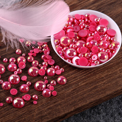 Mitme suurusega AB värvid Poolpärli segasuurus 1,5 mm kuni 10 mm Craft ABS vaik Flatback Poolümmargused pärlite imitatsioonid DIY helmed