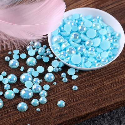 Mitme suurusega AB värvid Poolpärli segasuurus 1,5 mm kuni 10 mm Craft ABS vaik Flatback Poolümmargused pärlite imitatsioonid DIY helmed