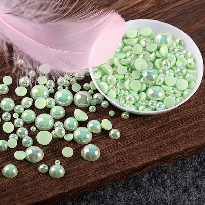 Mitme suurusega AB värvid Poolpärli segasuurus 1,5 mm kuni 10 mm Craft ABS vaik Flatback Poolümmargused pärlite imitatsioonid DIY helmed