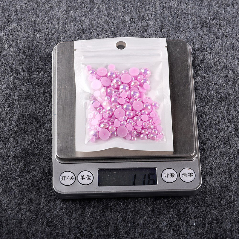 Mitme suurusega AB värvid Poolpärli segasuurus 1,5 mm kuni 10 mm Craft ABS vaik Flatback Poolümmargused pärlite imitatsioonid DIY helmed