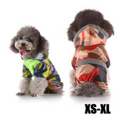 Baliteľné ľahké, reflexné a nepremokavé oblečenie pre psov a mačky na 4 nohy, maskáčové mikiny, pršiplášť, pončo