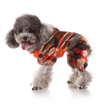 Συσκευασμένα ελαφριά κατοικίδια για σκύλους και γάτες με 4 πόδια αντανακλαστικά αδιάβροχα ρούχα Camo Hoodies Rainwear Poncho Αδιάβροχο μπουφάν αδιάβροχο