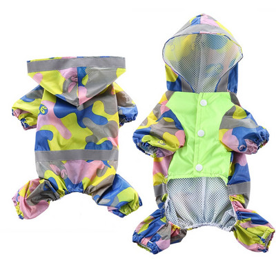 Baliteľné ľahké, reflexné a nepremokavé oblečenie pre psov a mačky na 4 nohy, maskáčové mikiny, pršiplášť, pončo