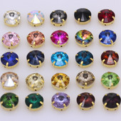 Kõik suurused 25-värviline Rivoli ümmargune õmblusklaasi kivi õmmelda kristallist strassi Kuld küünis Montees käsitöö peakatte riided kingad