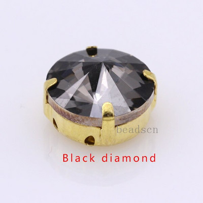 Kõik suurused 25-värviline Rivoli ümmargune õmblusklaasi kivi õmmelda kristallist strassi Kuld küünis Montees käsitöö peakatte riided kingad