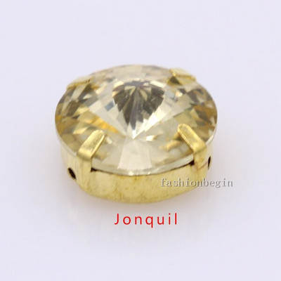 Kõik suurused 25-värviline Rivoli ümmargune õmblusklaasi kivi õmmelda kristallist strassi Kuld küünis Montees käsitöö peakatte riided kingad