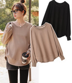 Moteriška laisvalaikio palaidinė nėščiosioms su ovalia iškirpte