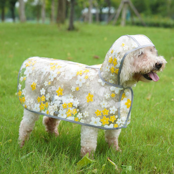 Τέλεια εφαρμογή καινοτόμο σχέδιο λουλουδιών Διαφανές αδιάβροχο σκύλου Κομψή εκτύπωση αδιάβροχο σκύλου για κουτάβια