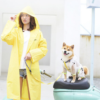 Αδιάβροχο ρούχα για σκύλους, αδιάβροχο αδιάβροχο ύφασμα, κουκούλα με ρυθμιζόμενο κορδόνι, μονόχρωμη εκτύπωση μόδας
